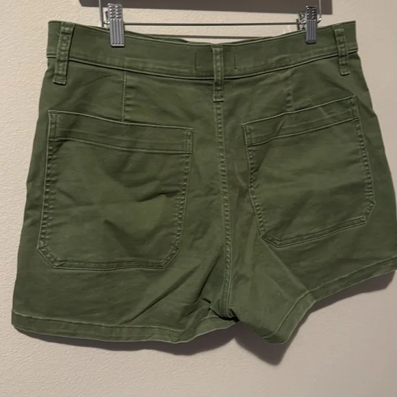 Madewell Perfect Vintage Green Jean Shorts Women Size 30 Army Green Pockets Long - Picture 7 of 11